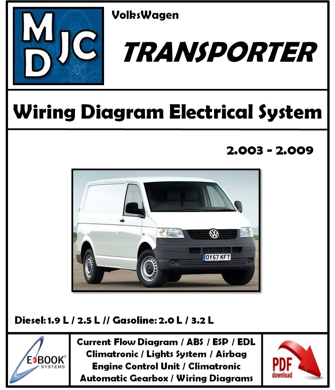Manual Diagramas Sistema Electrico Volkswagen Transporter 2003 - 2009 |  MDJC - MANUALES DE TALLER