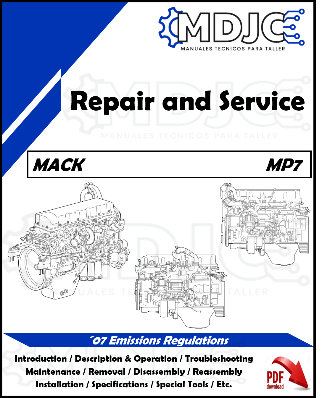 Manual de Taller (Reparación y Servicio) Motor Mack MP7