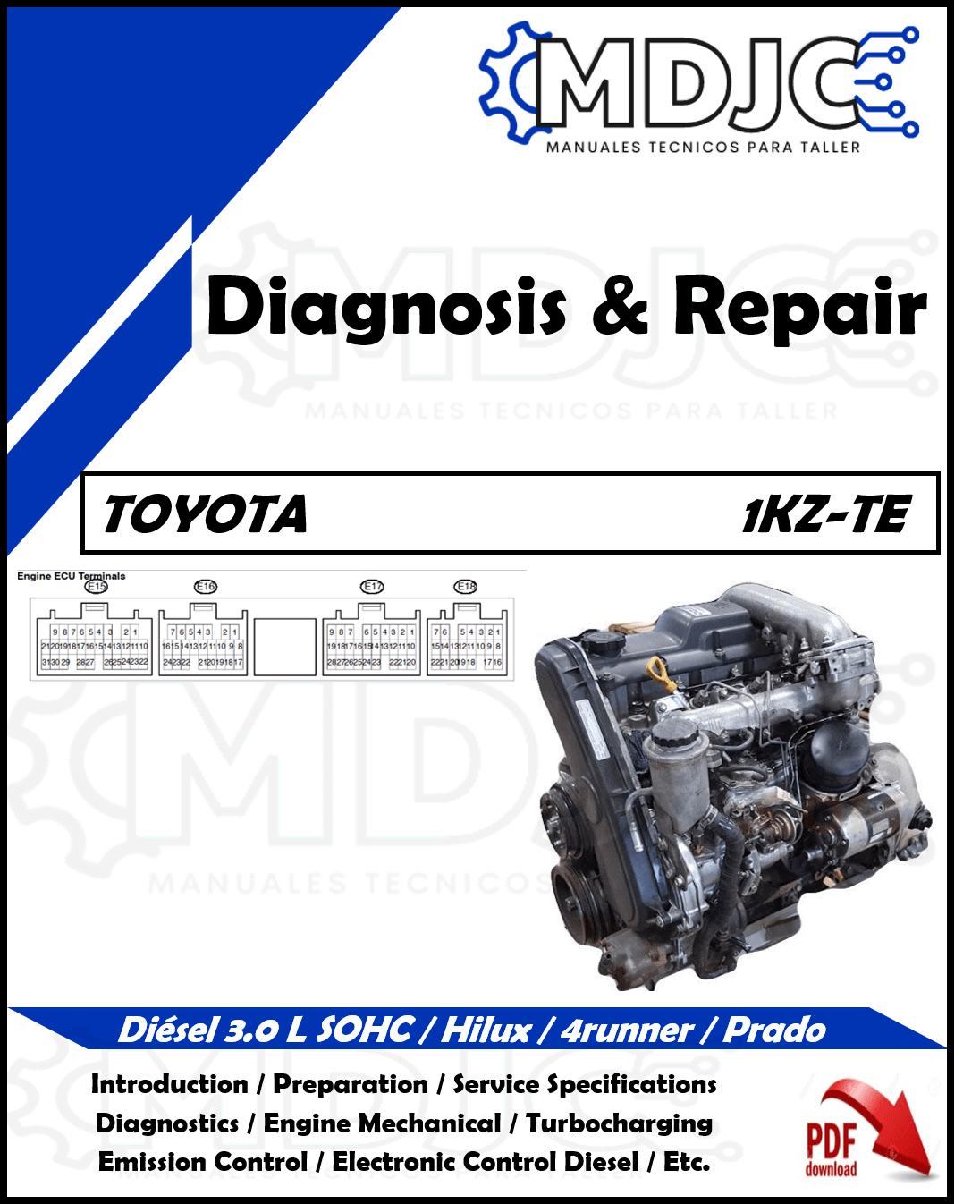 Manual de Taller (Diagnóstico y Reparación) Motor Toyota 1KZ-TE (3.0 L) Diesel