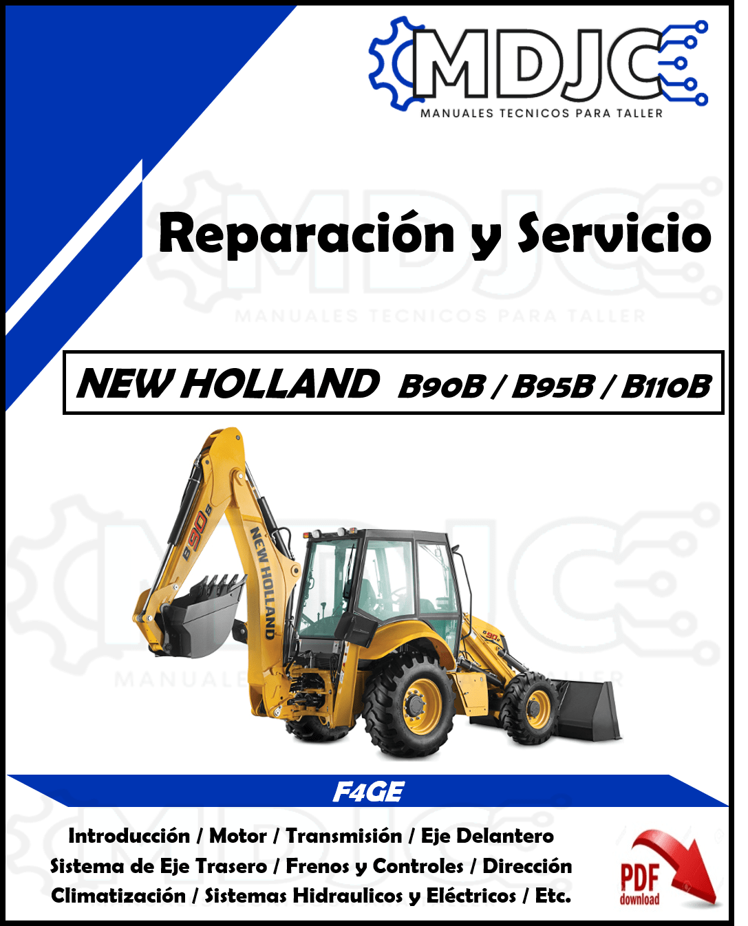 Manual de Taller (Reparación y Servicio) New Holland B90B / B95B / B110B