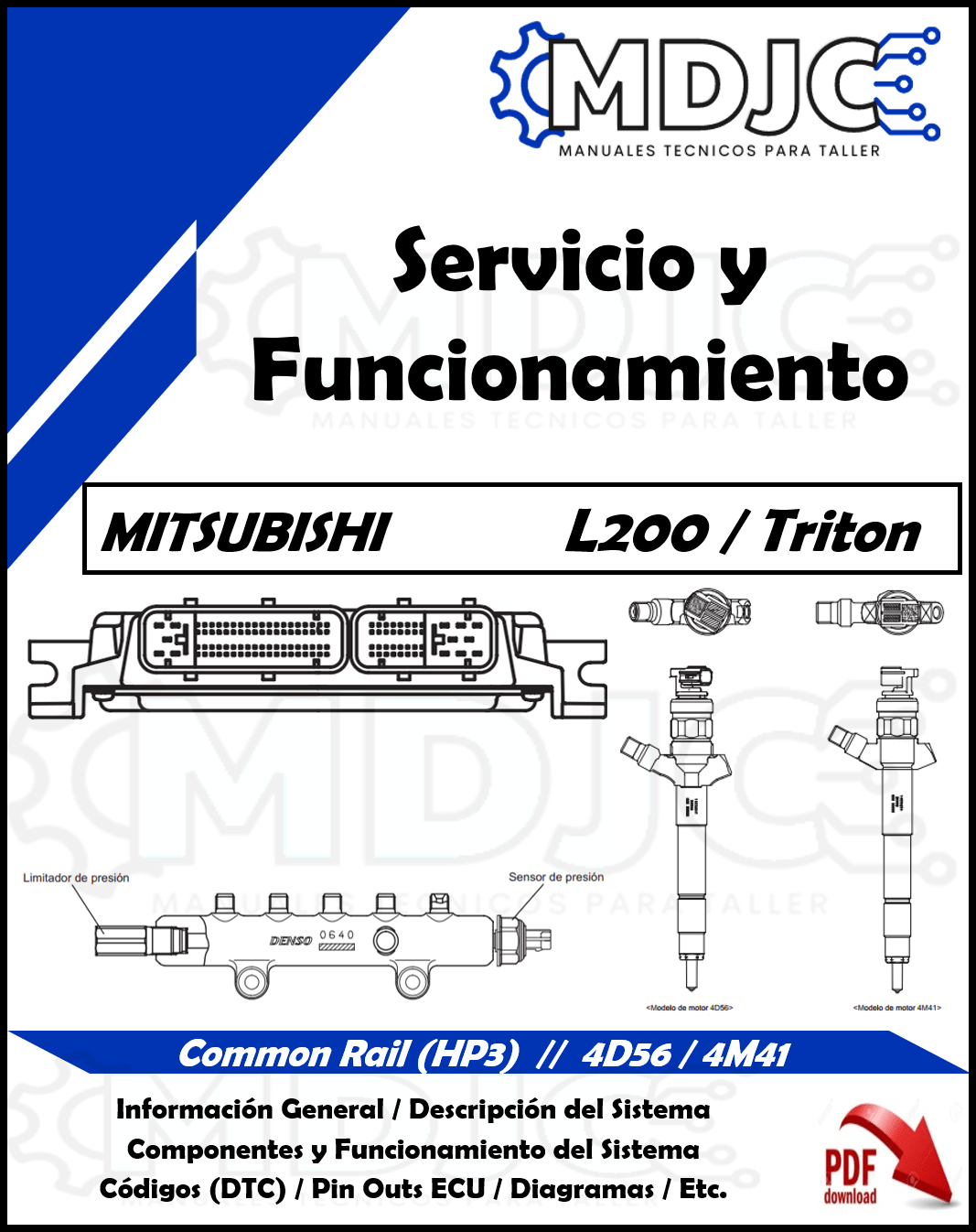 Manual para Taller (Servicio y Funcionamiento) Sistema Common Rail HP3 (Denso) / Mitsubishi L200 / T