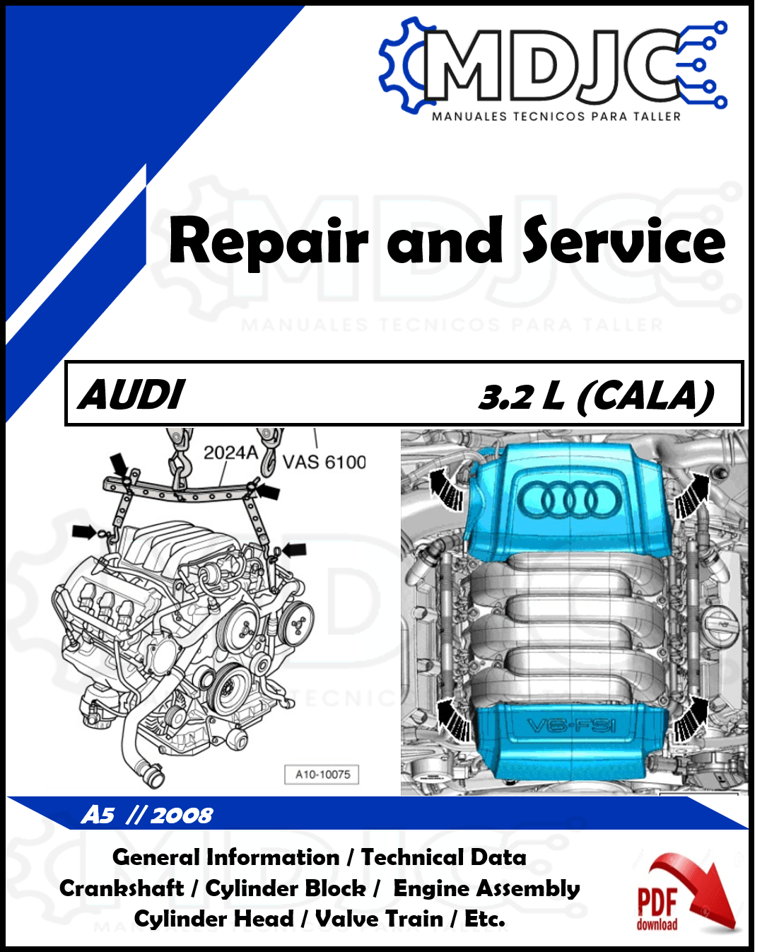 Manual de Taller (Reparación y Servicio) Motor Audi 3.2 L - V8 FSI