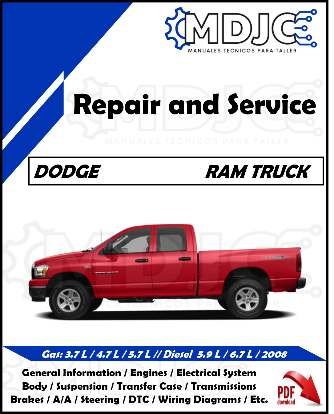 Manual de Taller (Reparación y Servicio) Dodge Ram Truck 2008