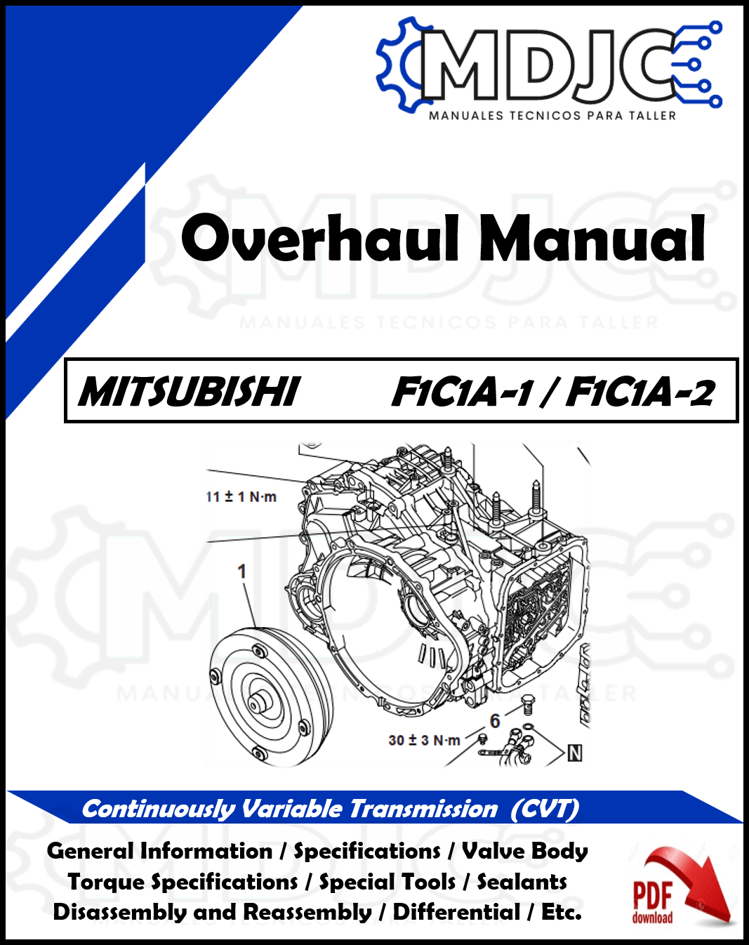 Manual de Taller (Overhaul) Caja CVT Mitsubishi F1C1A-1 / F1C1A-2