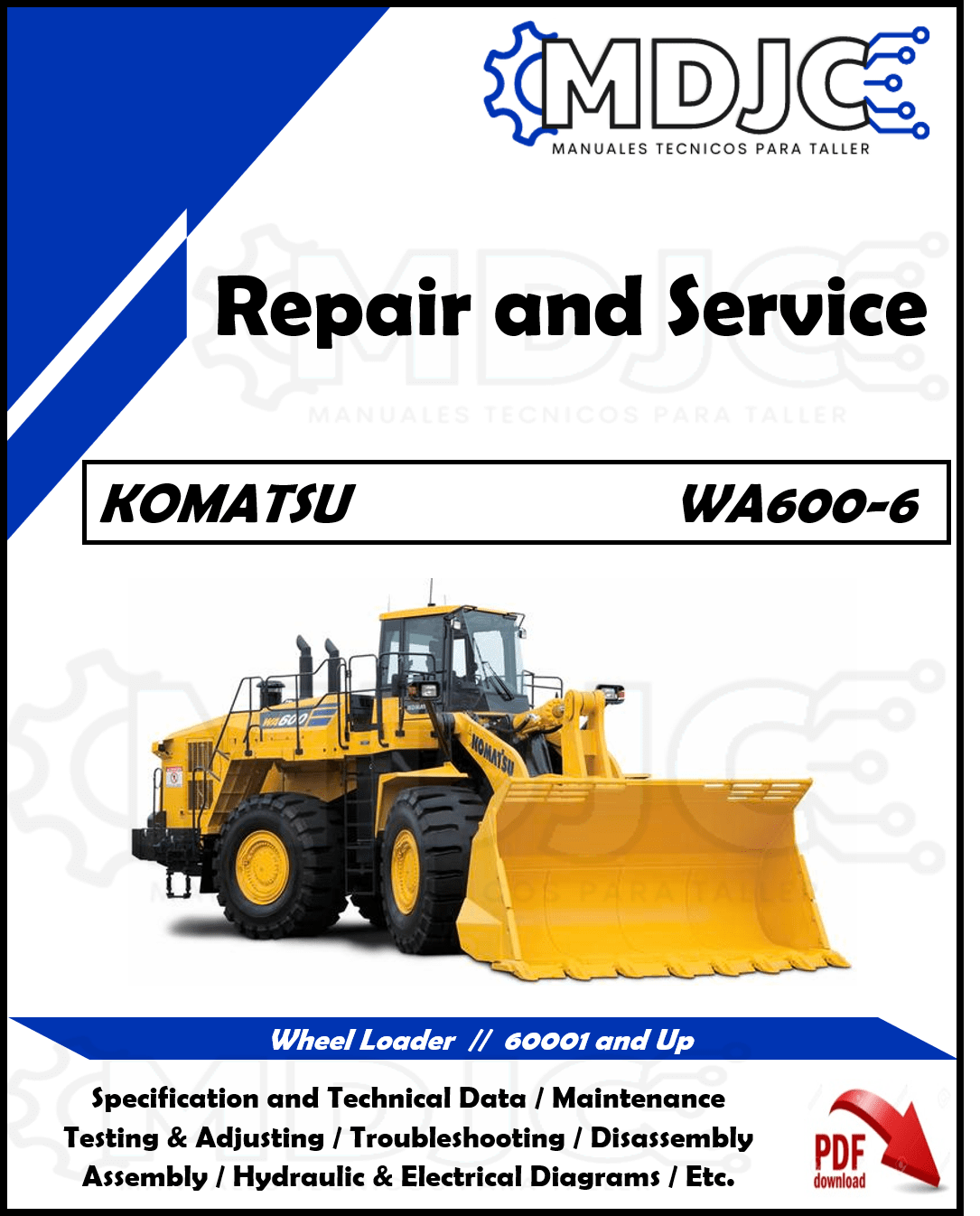 Manual de Taller (Reparación y Servicio) Komatsu WA600-6