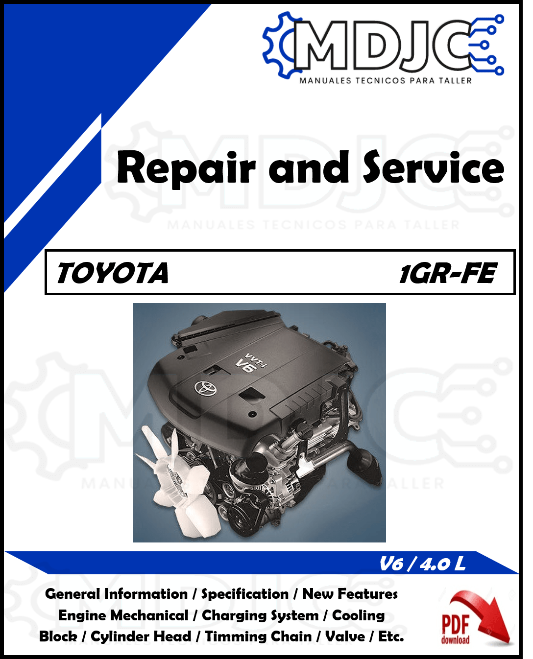Manual de Taller (Reparación Mecánica) Motor Toyota 1GR-FE / V6 (4.0 L)