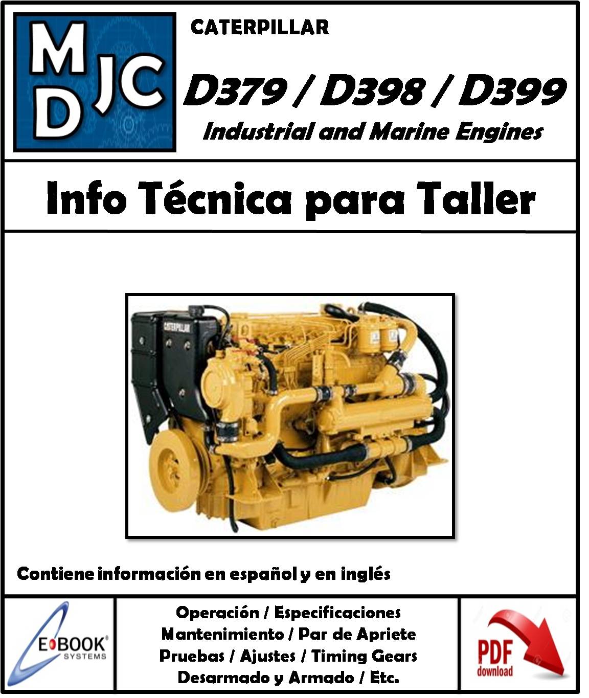 Manual De Información Técnica Para Taller Motor Caterpillar D379 / D398 /  D399 | MDJC - MANUALES DE TALLER