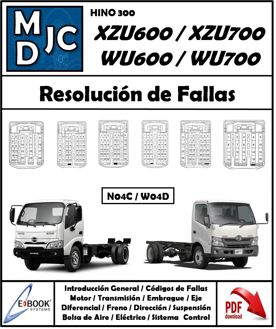 Manual de Diagnostico Solucion de Fallas Hino 300 Series / XZU600 / XZU700 / WU600 / WU700